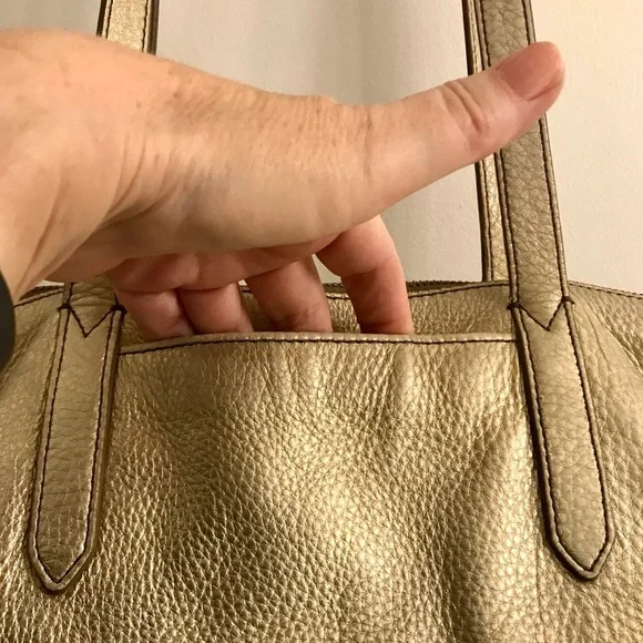 Fossil Sydney Shopper Metallic Gold Pebbled Leather Tote - Picture 5 of 9